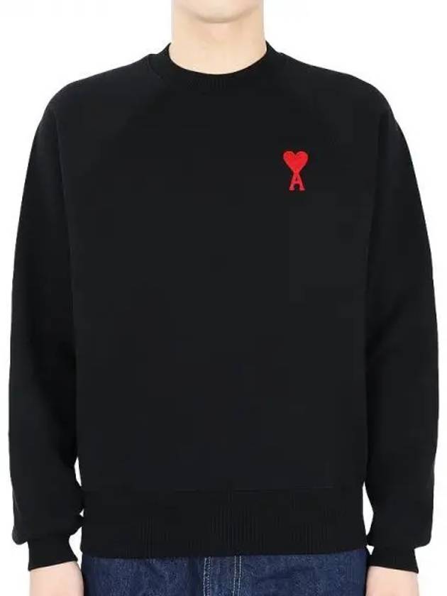 Men's Heart Logo Cotton Sweatshirt Black - AMI - BALAAN 2