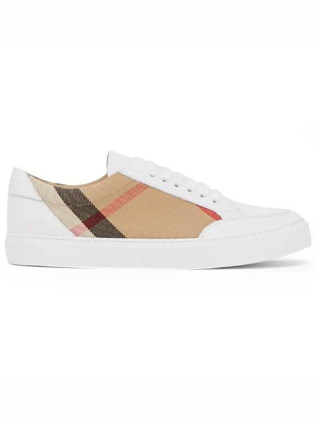 Women's House Check Leather Low Top Sneakers White - BURBERRY - BALAAN 6