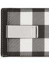 Checked Leather Money Clip Card Wallet Black - BURBERRY - BALAAN 3