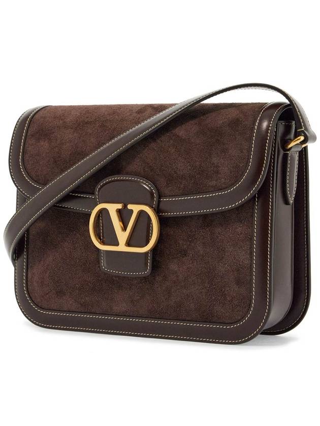 shoulder bag in dark brown suede with golden buckle - VALENTINO - BALAAN 3