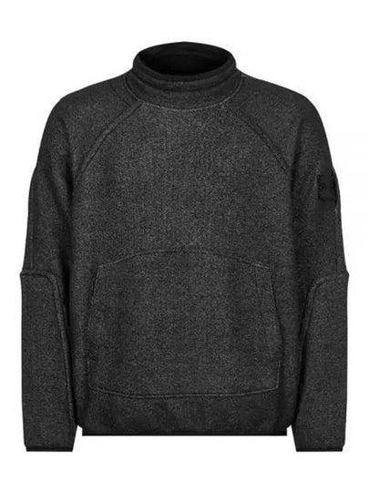 Logo Patch Mock Neck Sweatshirt Black - STONE ISLAND - BALAAN 2