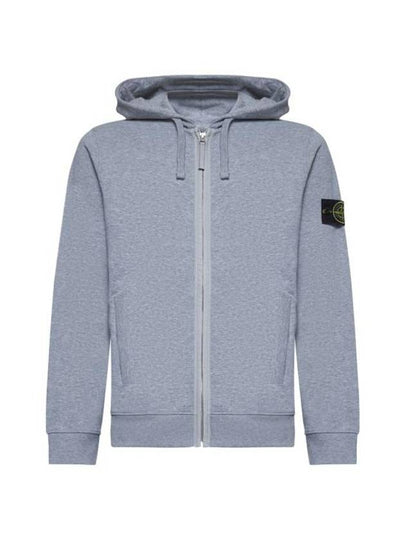 Logo Cotton Zip-Up Hoodie Dust Grey Melange - STONE ISLAND - BALAAN 2