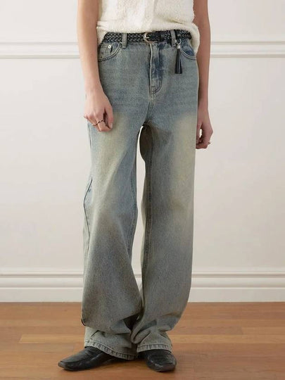 Classic Straight Denim Wide Pants Light Blue - NOIRER FOR WOMEN - BALAAN 2