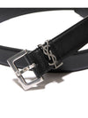 Square Buckle Monogram Leather Belt Black - SAINT LAURENT - BALAAN 3