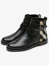 House Checked Leather Chelsea Boots Black - BURBERRY - BALAAN 3