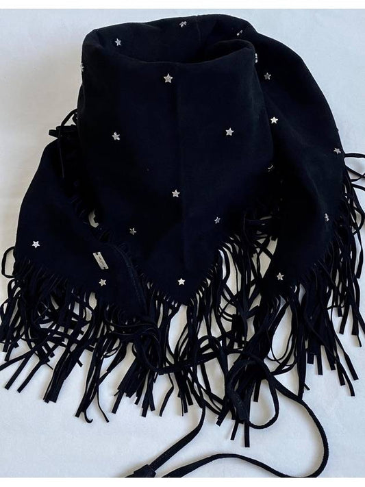 black triangle suede tassel scarf - SAINT LAURENT - BALAAN 2