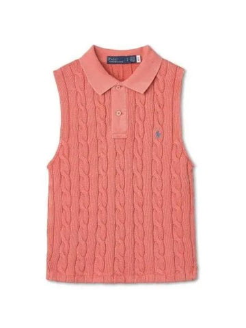 Pay 30 points W sleeveless cable knit polo shirt red - POLO RALPH LAUREN - BALAAN 1