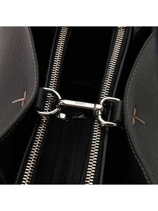 T Timeless Leather Small Tote Bag Black - TOD'S - BALAAN 9