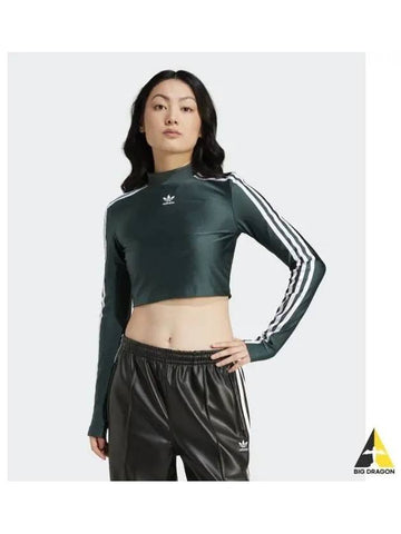 adidas 3S Crop Long Sleeve Tee Mid Green IY4664 - ADIDAS - BALAAN 1