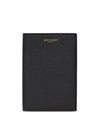 Logo Print Leather Card Wallet Black - SAINT LAURENT - BALAAN 1