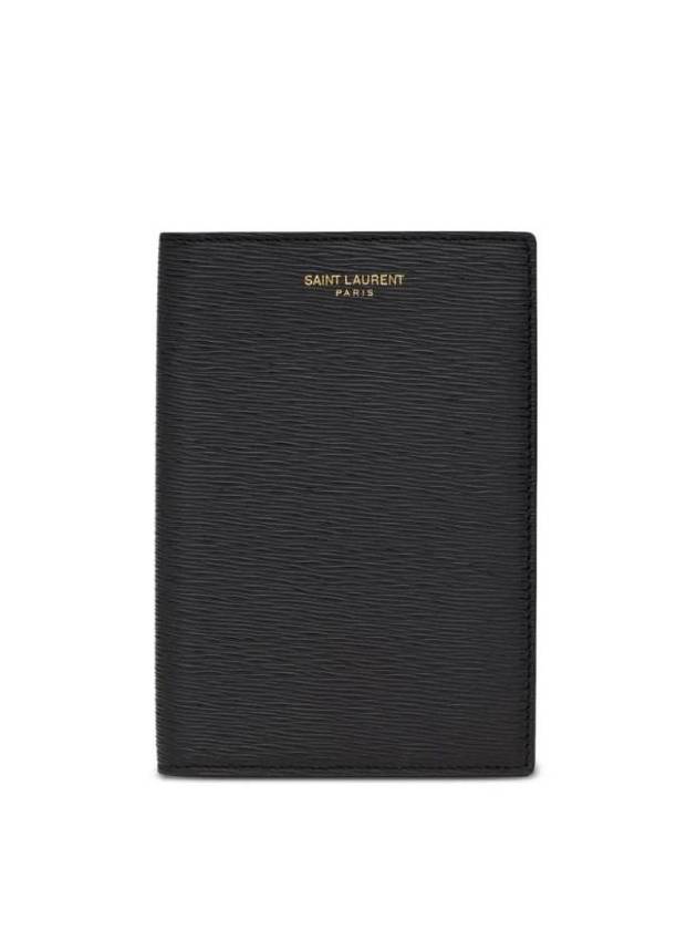 Logo Print Leather Card Wallet Black - SAINT LAURENT - BALAAN 1