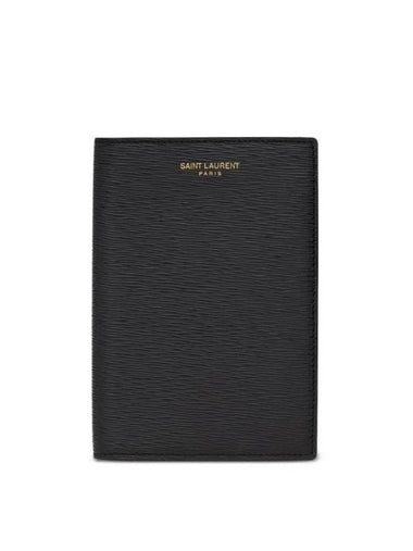 Logo Print Leather Card Wallet Black - SAINT LAURENT - BALAAN 1