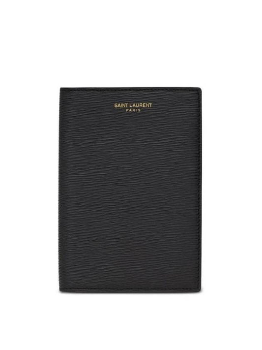 Logo Print Leather Card Wallet Black - SAINT LAURENT - BALAAN 1