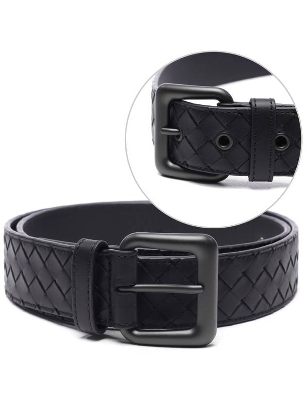 Intrecciato Leather Belt Black - BOTTEGA VENETA - BALAAN 3