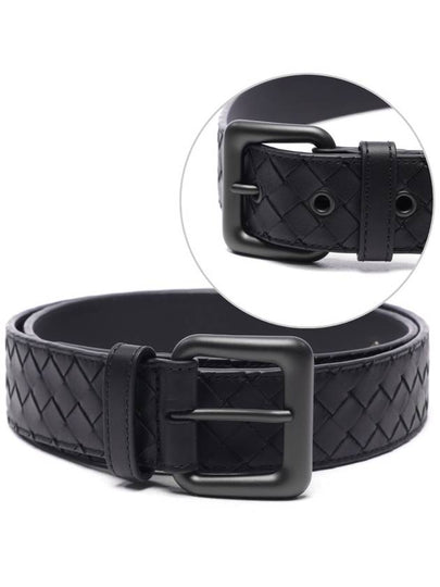 Intrecciato Leather Belt Black - BOTTEGA VENETA - BALAAN 2