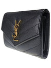 Monogram Cassandra Matelasse Half Wallet Black - SAINT LAURENT - BALAAN 3