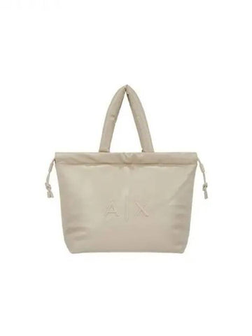 Women s embossed logo large leather shopper bag beige 271617 - ARMANI EXCHANGE - BALAAN 1