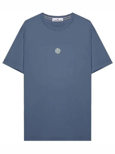 Chest Logo Print Short Sleeve T-Shirt Avio Blue - STONE ISLAND - BALAAN 2