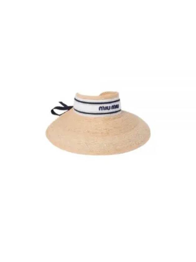 Logo Ribbon Raffia Bucket Hat Beige - MIU MIU - BALAAN 2