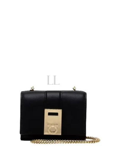 Hug Chain Leather Cald Wallet Black - SALVATORE FERRAGAMO - BALAAN 2