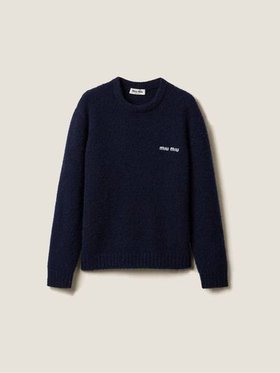 Boucle Cashmere Knit Top Navy - MIU MIU - BALAAN 2