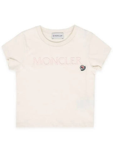 Kids Lettering Logo Patch Short Sleeve Cream 8C00005 83907 050 - MONCLER - BALAAN 1