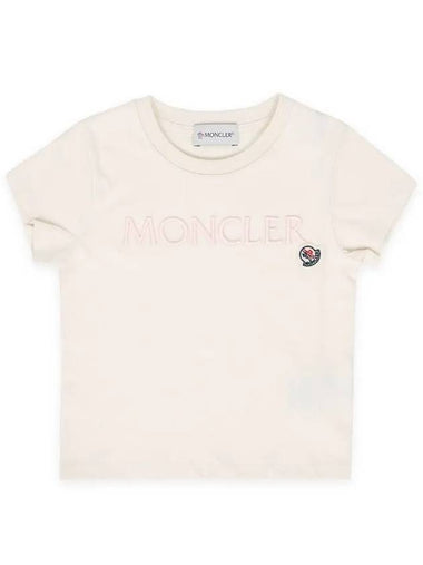 Kids Lettering Logo Patch Short Sleeve Cream 8C00005 83907 050 - MONCLER - BALAAN 1