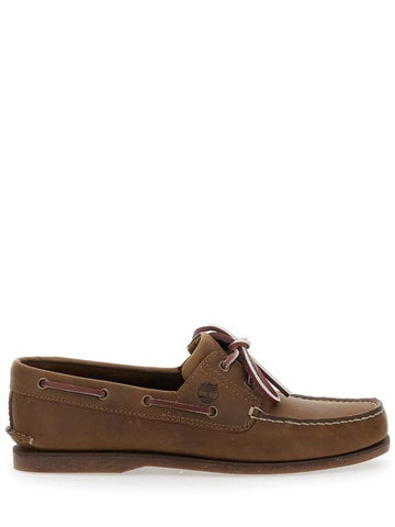 Brown Boat Loafers With Lace-Up Detail In Leather Man - TIMBERLAND - BALAAN 1