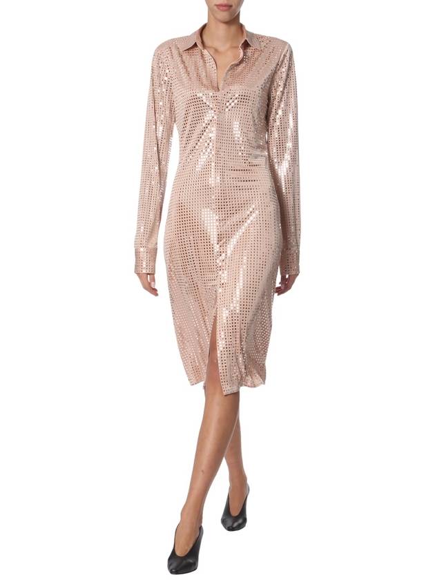 Women's Sequin Shirt Long Dress Beige - BOTTEGA VENETA - BALAAN 3