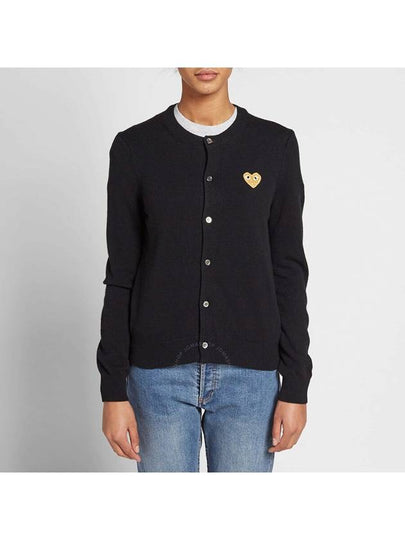 Comme Des Garcons Ladies Gold Heart Crewneck Cardigan In Black, Size X-Small - COMME DES GARCONS - BALAAN 2