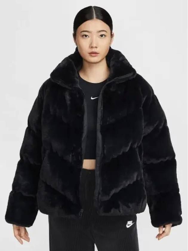 Women s Sportswear Windpooper Therma Fit Loose Faux Fur Jacket 010 - NIKE - BALAAN 1