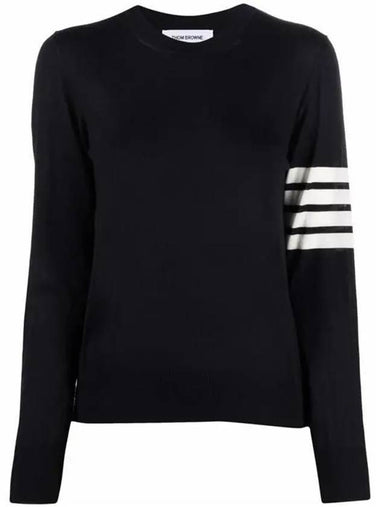 4-Bar Merino Jumper Wool Knit Top Navy - THOM BROWNE - BALAAN 1