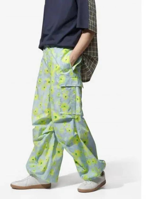 Floral Print Cargo Straight Pants Light Blue - MARNI - BALAAN 2