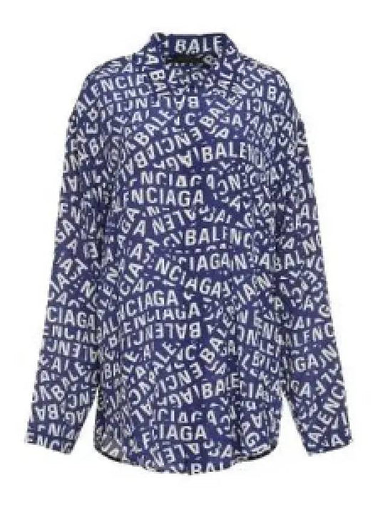 All Over Logo Shirt Blue - BALENCIAGA - BALAAN 2