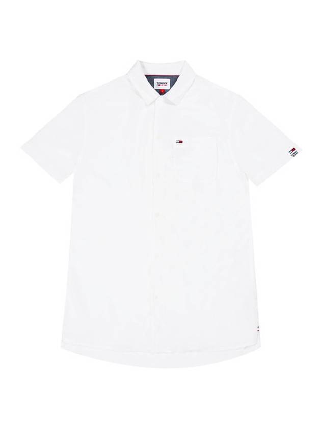 Men's Solid Camp Pocket Short Sleeve Shirt White - TOMMY HILFIGER - BALAAN 1