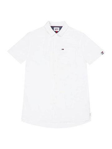 Men's Solid Camp Pocket Short Sleeve Shirt White - TOMMY HILFIGER - BALAAN 1