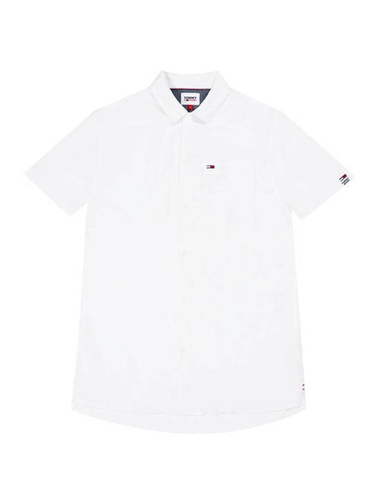 Men's Solid Camp Pocket Short Sleeve Shirt White - TOMMY HILFIGER - BALAAN 1