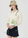 Rayon collar neck half zip-up ribbed knit IVORY - MONBIRDIE GOLF - BALAAN 8