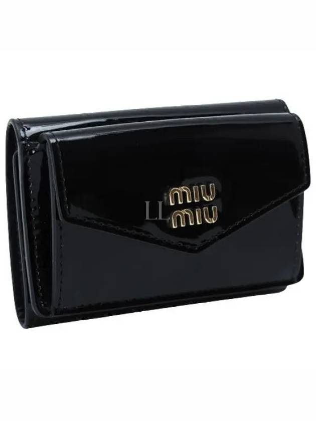 Matelasse Logo Leather Half Wallet Black - MIU MIU - BALAAN 2