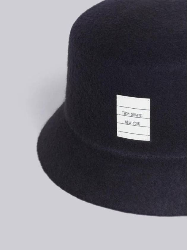 Logo Patch Wool Bucket Hat Navy - THOM BROWNE - BALAAN 3