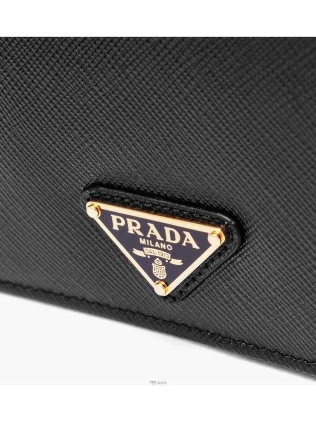 Small Saffiano Leather Half Wallet Black - PRADA - BALAAN 3