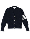 Cotton 4-Bar Milano Classic V-Neck Cardigan Navy - THOM BROWNE - BALAAN 3