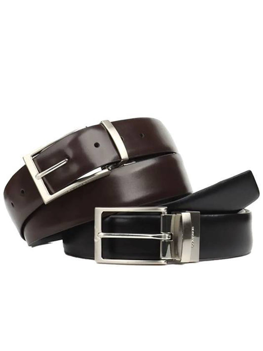 Men's Square Pin Buckle Double-Sided Leather Belt Black Brown - CALVIN KLEIN - BALAAN 1