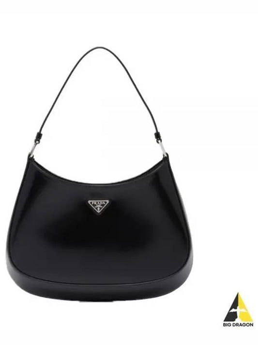 Triangular Logo Cleo Brushed Leather Shoulder Bag Black - PRADA - BALAAN 2