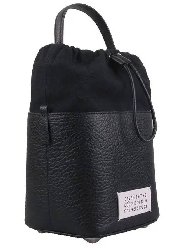 5AC Number Logo Texture Leather Bucket Bag Black - MAISON MARGIELA - BALAAN 4