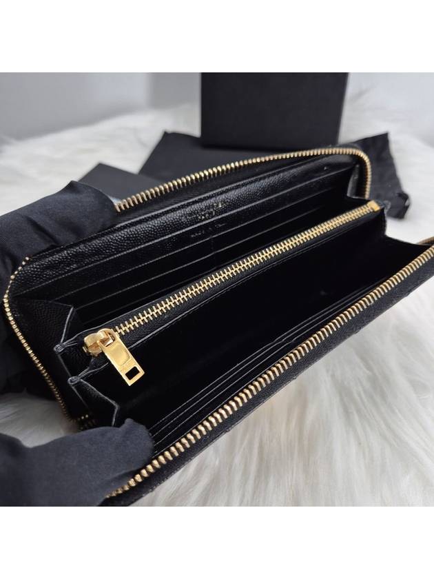 Matelasse zipper around long wallet black - SAINT LAURENT - BALAAN 5