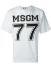 77 Logo Print Short Sleeve T-Shirt Grey - MSGM - BALAAN 2