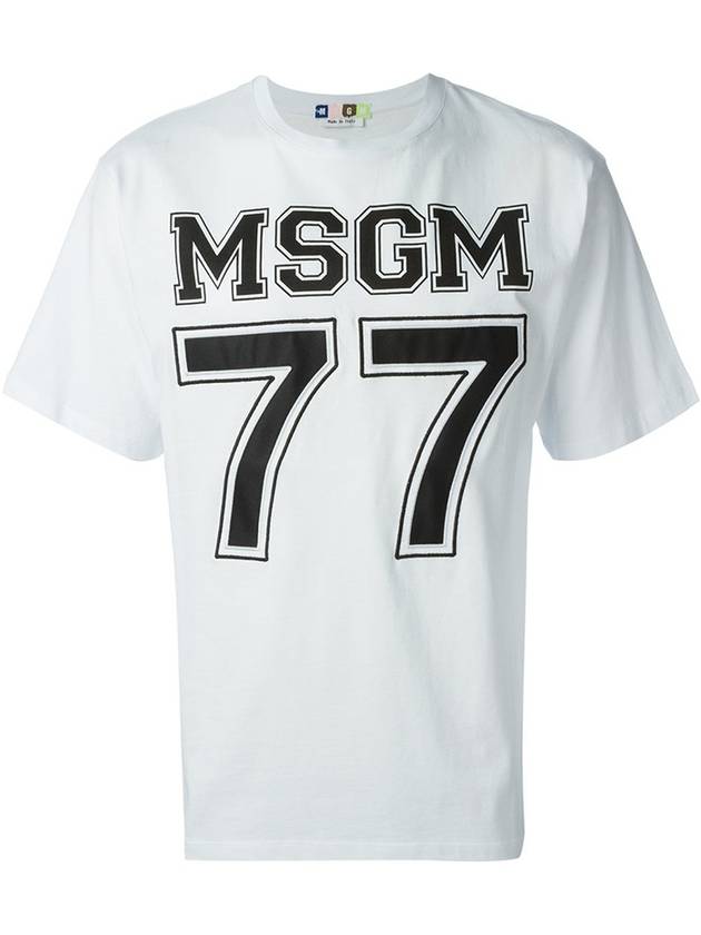 77 Logo Print Short Sleeve T-Shirt Grey - MSGM - BALAAN 2