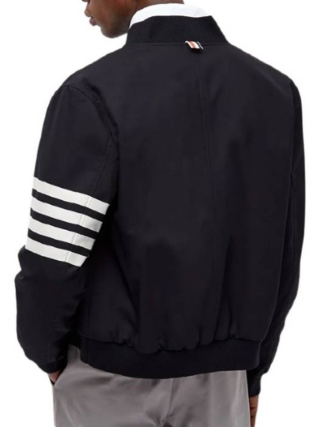 Diagonal Striped Knit Rib Blouson Bomber Jacket Navy - THOM BROWNE - BALAAN 5