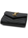 Matelasse Monogram Quilting Flap Half Wallet Black - SAINT LAURENT - BALAAN 4